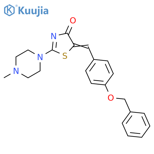 (5E)-5-{4-(benzyloxy)phenylmethylidene}-2-(4-methylpiperazin-1-yl)-4,5-dihydro-1,3-thiazol-4-one structure