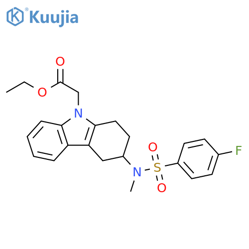 9H-Carbazole-9-acetic acid, 3-[[(4-fluorophenyl)sulfonyl]methylamino]-1,2,3,4-tetrahydro-, ethyl ester structure