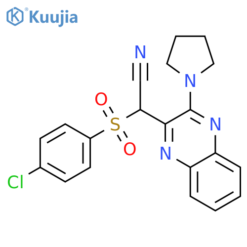 2-(4-chlorobenzenesulfonyl)-2-3-(pyrrolidin-1-yl)quinoxalin-2-ylacetonitrile structure