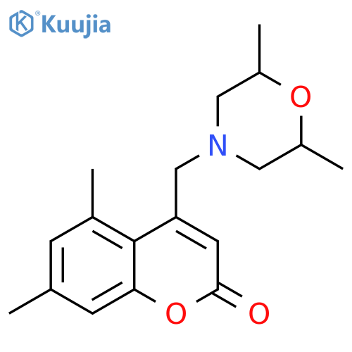 4-(2,6-dimethylmorpholin-4-yl)methyl-5,7-dimethyl-2H-chromen-2-one structure