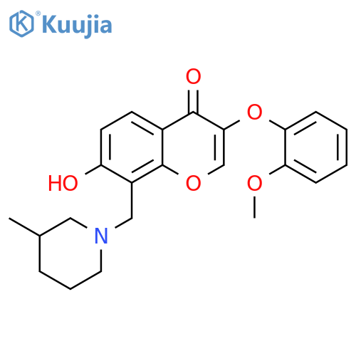 7-hydroxy-3-(2-methoxyphenoxy)-8-(3-methylpiperidin-1-yl)methyl-4H-chromen-4-one structure