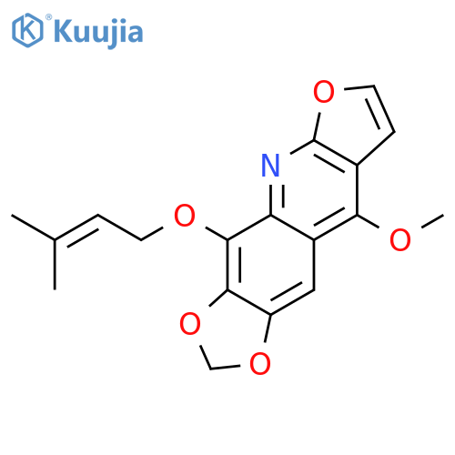 9-methoxy-4-[(3-methylbut-2-en-1-yl)oxy][1,3]dioxolo[4,5-g]furo[2,3-b]quinoline structure