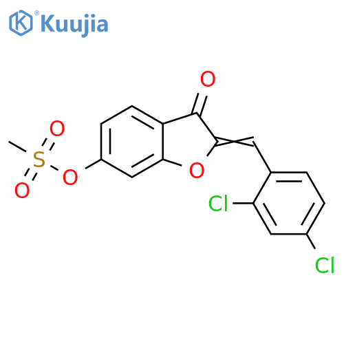 (2Z)-2-(2,4-dichlorophenyl)methylidene-3-oxo-2,3-dihydro-1-benzofuran-6-yl methanesulfonate structure
