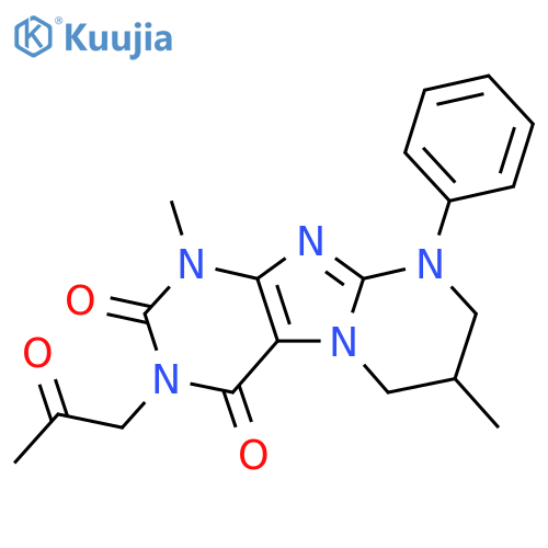 1,7-dimethyl-3-(2-oxopropyl)-9-phenyl-1H,2H,3H,4H,6H,7H,8H,9H-pyrimido1,2-gpurine-2,4-dione structure