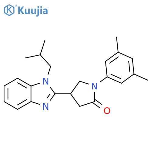 1-(3,5-dimethylphenyl)-4-1-(2-methylpropyl)-1H-1,3-benzodiazol-2-ylpyrrolidin-2-one structure