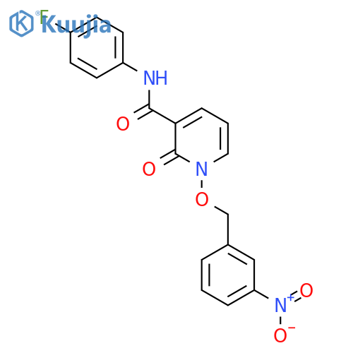 N-(4-fluorophenyl)-1-(3-nitrophenyl)methoxy-2-oxo-1,2-dihydropyridine-3-carboxamide structure