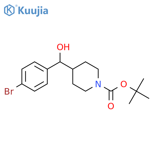 tert-butyl 4-((4-bromophenyl)(hydroxy)methyl)piperidine-1-carboxylate structure