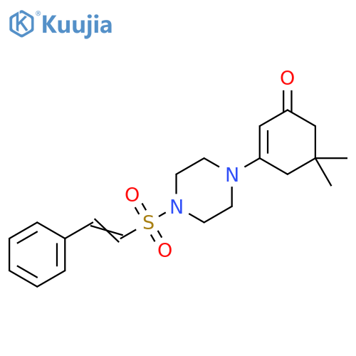 2-Cyclohexen-1-one, 5,5-dimethyl-3-[4-[(2-phenylethenyl)sulfonyl]-1-piperazinyl]- structure