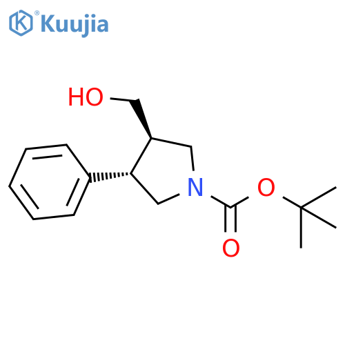 1-Pyrrolidinecarboxylic acid, 3-(hydroxymethyl)-4-phenyl-, 1,1-dimethylethyl ester, (3R,4S)- structure