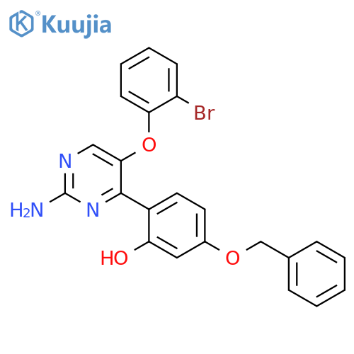 2-2-amino-5-(2-bromophenoxy)pyrimidin-4-yl-5-(benzyloxy)phenol structure