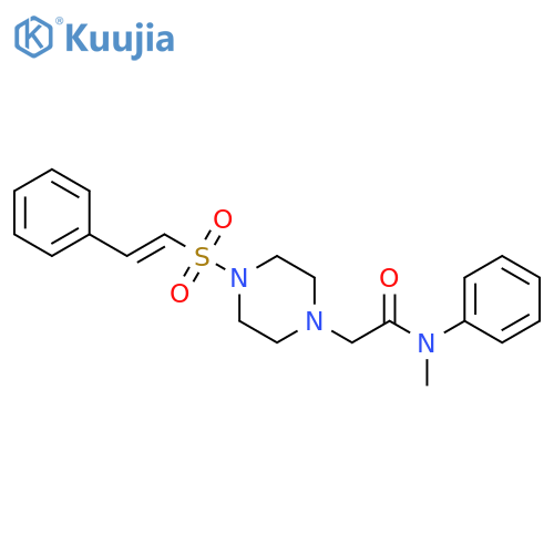 N-methyl-N-phenyl-2-[4-[(E)-2-phenylethenyl]sulfonylpiperazin-1-yl]acetamide structure