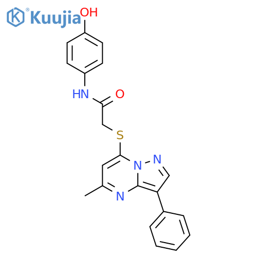 N-(4-hydroxyphenyl)-2-({5-methyl-3-phenylpyrazolo1,5-apyrimidin-7-yl}sulfanyl)acetamide structure