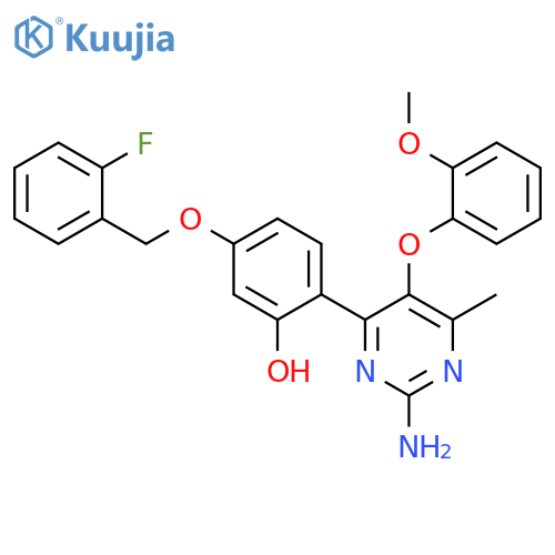 2-2-amino-5-(2-methoxyphenoxy)-6-methylpyrimidin-4-yl-5-(2-fluorophenyl)methoxyphenol structure