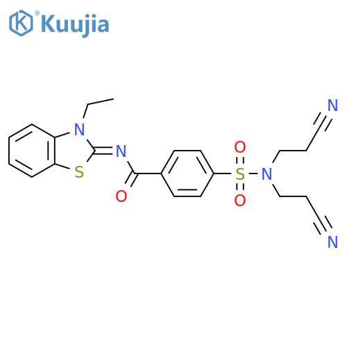 4-bis(2-cyanoethyl)sulfamoyl-N-(2Z)-3-ethyl-2,3-dihydro-1,3-benzothiazol-2-ylidenebenzamide structure
