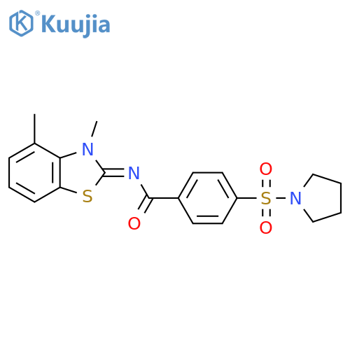 N-(2E)-3,4-dimethyl-2,3-dihydro-1,3-benzothiazol-2-ylidene-4-(pyrrolidine-1-sulfonyl)benzamide structure