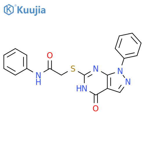2-({4-oxo-1-phenyl-1H,4H,5H-pyrazolo3,4-dpyrimidin-6-yl}sulfanyl)-N-phenylacetamide structure
