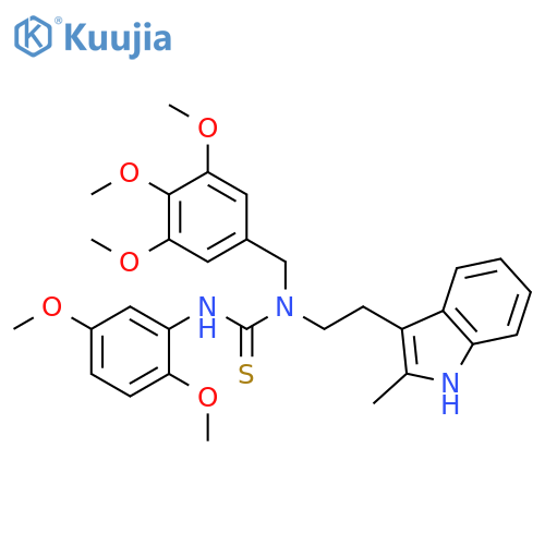 1-(2,5-dimethoxyphenyl)-3-2-(2-methyl-1H-indol-3-yl)ethyl-3-(3,4,5-trimethoxyphenyl)methylthiourea structure
