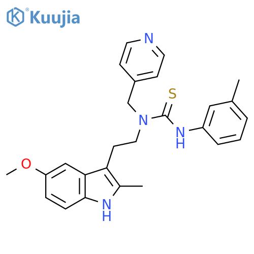 1-2-(5-methoxy-2-methyl-1H-indol-3-yl)ethyl-3-(3-methylphenyl)-1-(pyridin-4-yl)methylthiourea structure