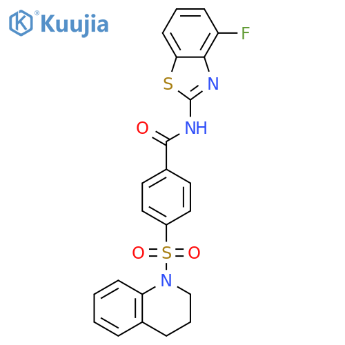 N-(4-fluoro-1,3-benzothiazol-2-yl)-4-(1,2,3,4-tetrahydroquinoline-1-sulfonyl)benzamide structure