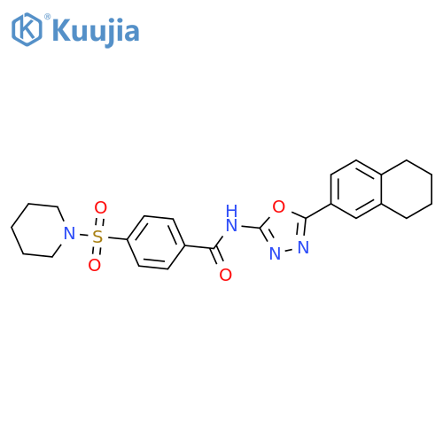 4-(piperidine-1-sulfonyl)-N-5-(5,6,7,8-tetrahydronaphthalen-2-yl)-1,3,4-oxadiazol-2-ylbenzamide structure