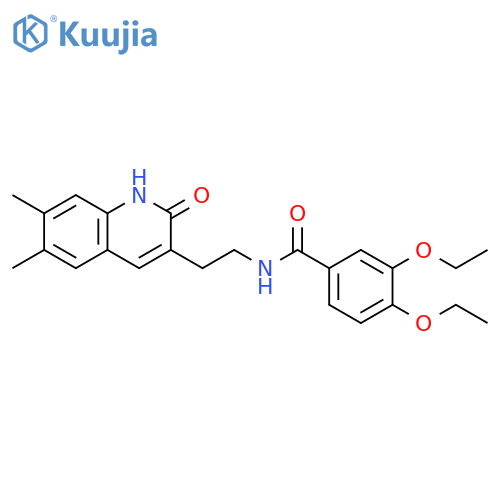 N-2-(6,7-dimethyl-2-oxo-1,2-dihydroquinolin-3-yl)ethyl-3,4-diethoxybenzamide structure