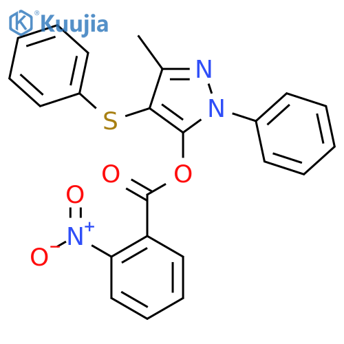 3-methyl-1-phenyl-4-(phenylsulfanyl)-1H-pyrazol-5-yl 2-nitrobenzoate structure