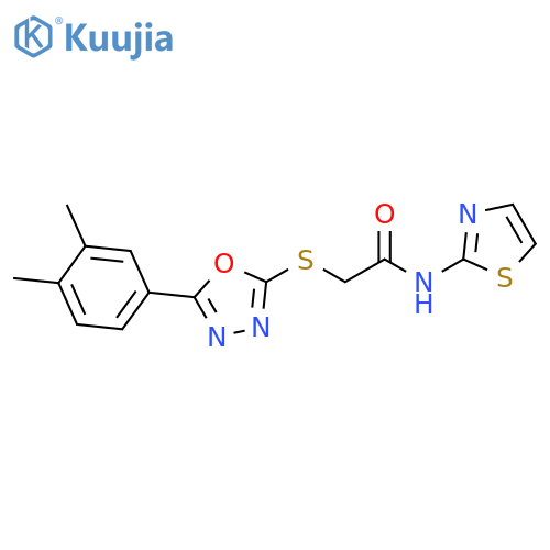 2-{5-(3,4-dimethylphenyl)-1,3,4-oxadiazol-2-ylsulfanyl}-N-(1,3-thiazol-2-yl)acetamide structure