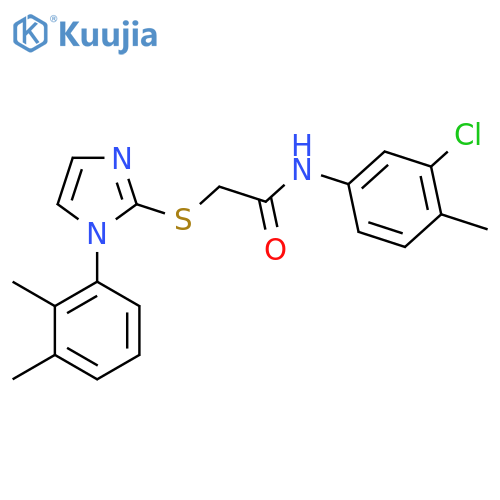 N-(3-chloro-4-methylphenyl)-2-{1-(2,3-dimethylphenyl)-1H-imidazol-2-ylsulfanyl}acetamide structure