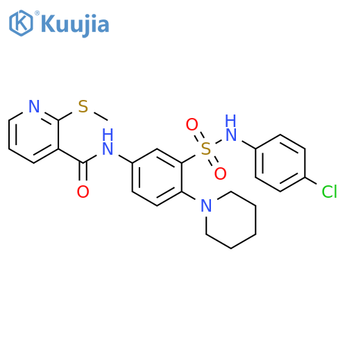 N-[3-[[(4-Chlorophenyl)amino]sulfonyl]-4-(1-piperidinyl)phenyl]-2-(methylthio)-3-pyridinecarboxamide structure