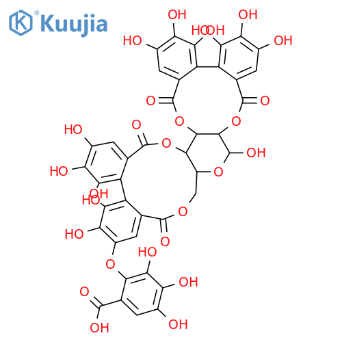 2-O,3-O-[(4,4',5,5',6,6'-Hexahydroxy[1,1'-biphenyl]-2,2'-diyl)dicarbonyl]-4-O,6-O-[[4'-(2,3,4-trihydroxy-6-carboxyphenoxy)-4,5,5',6,6'-pentahydroxy[1,1'-biphenyl]-2,2'-diyl]dicarbonyl]-D-glucopyranose structure