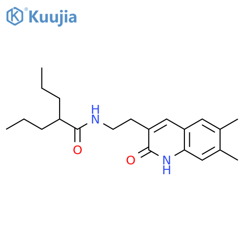 N-2-(6,7-dimethyl-2-oxo-1,2-dihydroquinolin-3-yl)ethyl-2-propylpentanamide structure