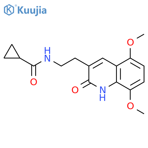 N-2-(5,8-dimethoxy-2-oxo-1,2-dihydroquinolin-3-yl)ethylcyclopropanecarboxamide structure