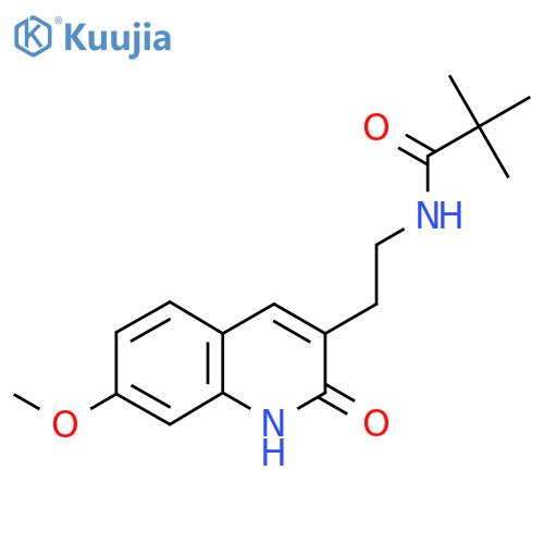 N-2-(7-methoxy-2-oxo-1,2-dihydroquinolin-3-yl)ethyl-2,2-dimethylpropanamide structure
