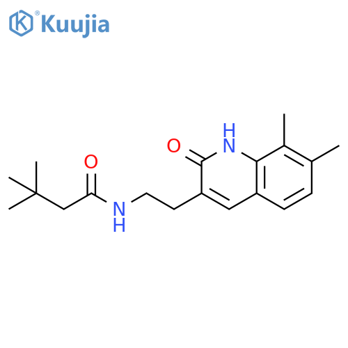 N-2-(7,8-dimethyl-2-oxo-1,2-dihydroquinolin-3-yl)ethyl-3,3-dimethylbutanamide structure
