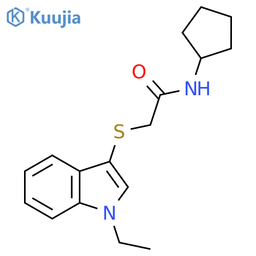 N-cyclopentyl-2-(1-ethyl-1H-indol-3-yl)sulfanylacetamide structure