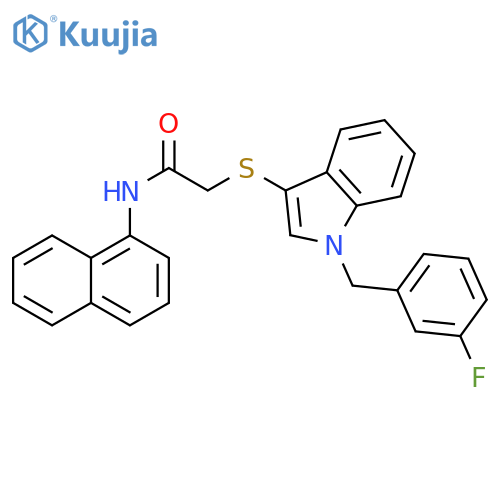 2-({1-(3-fluorophenyl)methyl-1H-indol-3-yl}sulfanyl)-N-(naphthalen-1-yl)acetamide structure