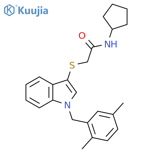 N-cyclopentyl-2-({1-(2,5-dimethylphenyl)methyl-1H-indol-3-yl}sulfanyl)acetamide structure