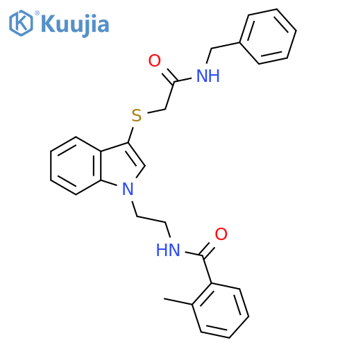 N-2-(3-{(benzylcarbamoyl)methylsulfanyl}-1H-indol-1-yl)ethyl-2-methylbenzamide structure