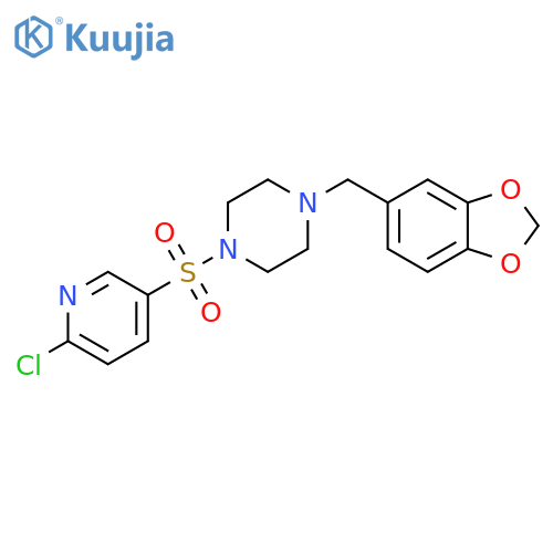 1-[(1,3-Dioxaindan-5-yl)methyl]-4-[(6-chloropyridin-3-yl)sulfonyl]piperazine structure