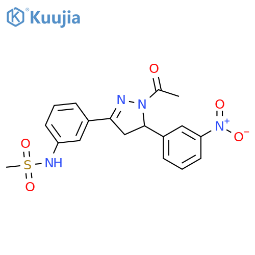 N-{3-1-acetyl-5-(3-nitrophenyl)-4,5-dihydro-1H-pyrazol-3-ylphenyl}methanesulfonamide structure