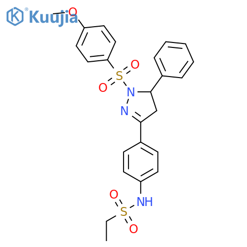 N-{4-1-(4-methoxybenzenesulfonyl)-5-phenyl-4,5-dihydro-1H-pyrazol-3-ylphenyl}ethane-1-sulfonamide structure