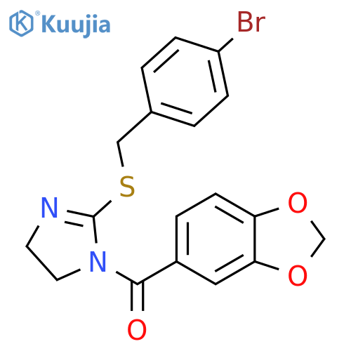 1-(2H-1,3-benzodioxole-5-carbonyl)-2-{(4-bromophenyl)methylsulfanyl}-4,5-dihydro-1H-imidazole structure