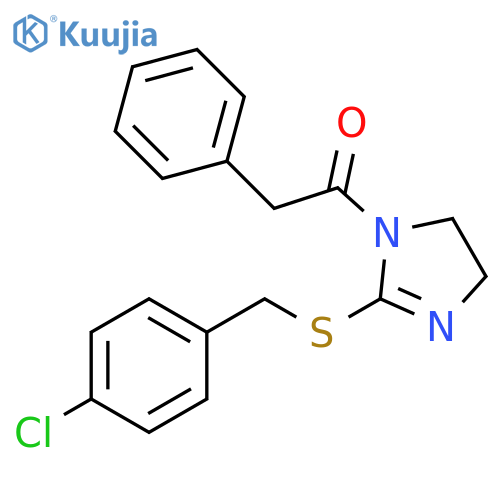 1-(2-{(4-chlorophenyl)methylsulfanyl}-4,5-dihydro-1H-imidazol-1-yl)-2-phenylethan-1-one structure