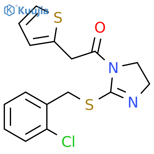 1-(2-{(2-chlorophenyl)methylsulfanyl}-4,5-dihydro-1H-imidazol-1-yl)-2-(thiophen-2-yl)ethan-1-one structure