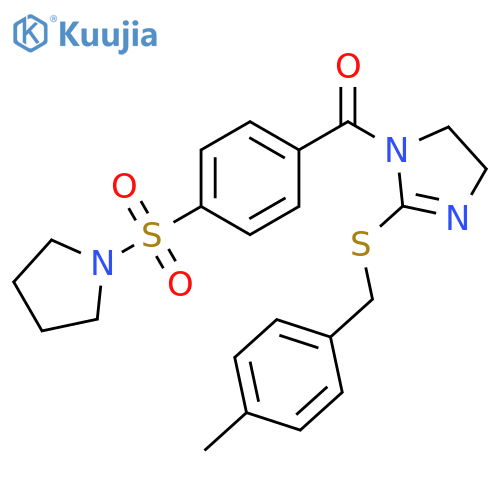 2-{(4-methylphenyl)methylsulfanyl}-1-4-(pyrrolidine-1-sulfonyl)benzoyl-4,5-dihydro-1H-imidazole structure
