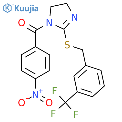 1-(4-nitrobenzoyl)-2-({3-(trifluoromethyl)phenylmethyl}sulfanyl)-4,5-dihydro-1H-imidazole structure