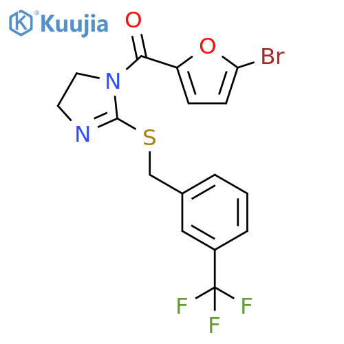 1-(5-bromofuran-2-carbonyl)-2-({3-(trifluoromethyl)phenylmethyl}sulfanyl)-4,5-dihydro-1H-imidazole structure