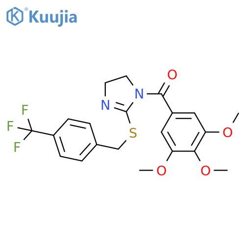 2-({4-(trifluoromethyl)phenylmethyl}sulfanyl)-1-(3,4,5-trimethoxybenzoyl)-4,5-dihydro-1H-imidazole structure