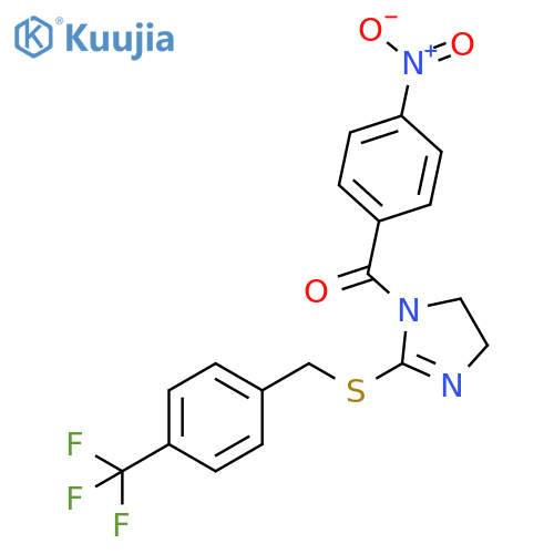 1-(4-nitrobenzoyl)-2-({4-(trifluoromethyl)phenylmethyl}sulfanyl)-4,5-dihydro-1H-imidazole structure