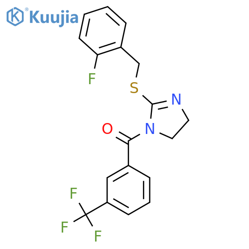 2-{(2-fluorophenyl)methylsulfanyl}-1-3-(trifluoromethyl)benzoyl-4,5-dihydro-1H-imidazole structure